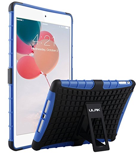 iPad Air Case,ULAK Hybrid shock absorbing Dual Layer Case Cover with Built-in KickStand for Apple iPad Air 5th Gen 2013 (Black/Blue)