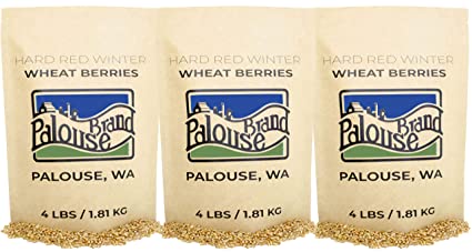 Hard Red Winter Wheat Berries • Non-GMO Project Verified • 12 LBS • 100% Non-Irradiated • Certified Kosher Parve • USA Grown • Field Traced • Resealable Kraft Bag • (4 Pound, Pack of 3)