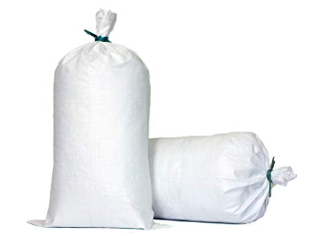 TerraRight Sandbags - Extra Durable Empty White Woven Polypropylene Sand Bags w/Ties, Max. UV Protection, 14" x 26" (5 Count)