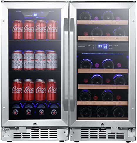 EdgeStar CWBV80261 30 Inch Wide 26 Bottle 80 Can Side-by-Side Wine and Beverage Center