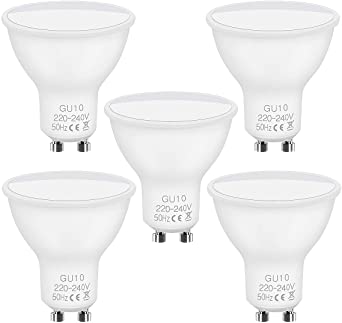 Vicloon GU10 LED Light Bulbs, 5 pcs 6W GU10 LED Bulb, 50W Halogen Bulbs Equivalent, Warm White 3000K, 450lm, 120°Beam Angle, No Dimmable [Energy Class A ]