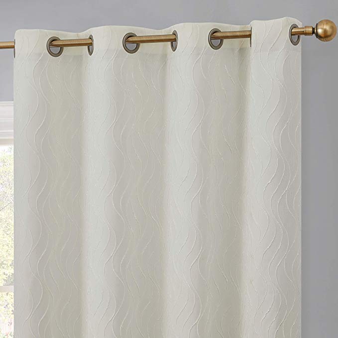 HLC.ME Camden 100% Complete Blackout Thermal Insulated Window Curtain Grommet Panels - Energy Efficient & Noise Reducing - Great for Living Room & Bedroom - Set of 2 (50" W x 63" L, Ivory)