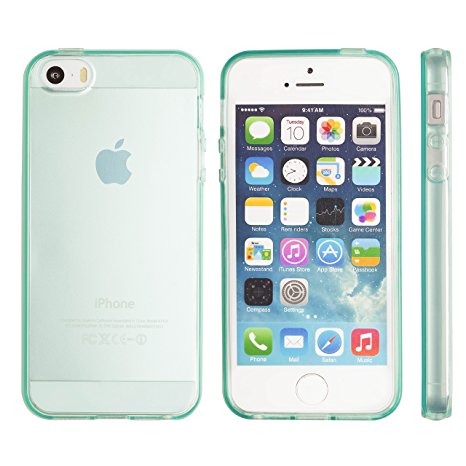 iPhone 5S case, Totallee Revealer, Flexible Soft Slim Jelly Transparent TPU Cover for iPhone 5 5S SE (Mint)
