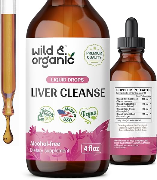 Liver Cleanse Detox & Repair Tincture - Liver Support Supplement with Organic Milk Thistle, Dandelion Root - Liver Care Liquid Drops - Vegan, Alcohol Free Drops - 4 fl oz