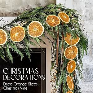 Christmas Decorations - 10 ft Dried Orange Slice Christmas Garland - Realistic Farmhouse Christmas Decor for Mantle Front Door Porch Fireplace Christmas Tree Home Indoor