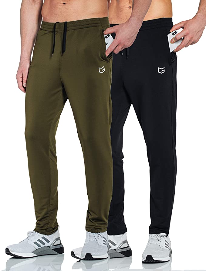 G Gradual Men's Sweatpants with Zipper Pockets Tapered Track Athletic Pants for Men Running, Exercise, Workout