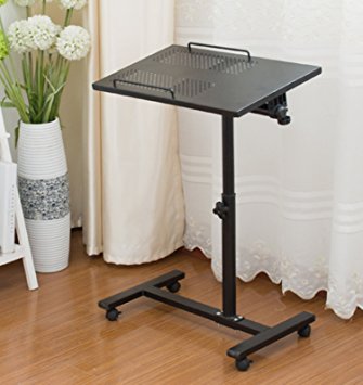Unicoo - Height Adjustable Laptop Cart Laptop Notebook Desk Over Sofa Bed Table Stand (Black Single Surface 105)
