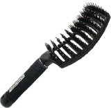 Black Boar Bristle Hair Brush Nylon Detangling Pins and 100 Natural Boar Bristles for Hair Oil Distribution Curved for Scalp Massage Vented For Faster Drying