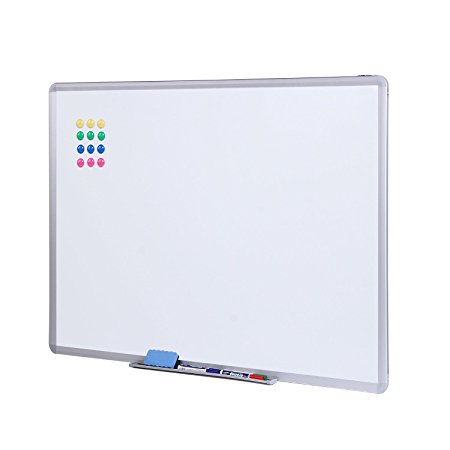 NOSIVA Dry Erase Board 36 x 24 Inches Magnetic Whiteboard Silver Aluminum Frame with 4 Markers, 1 Eraser and 12 Magnets