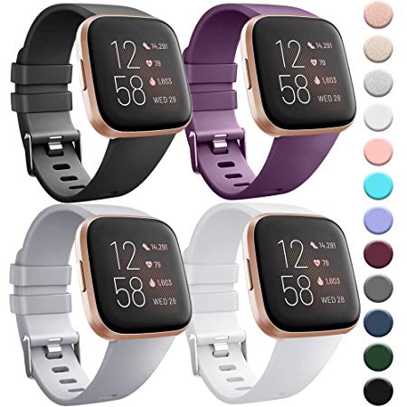 Vancle Bands Compatible for Fitbit Versa Band, Classic Soft Sport Band Strap for Fitbit Versa/Versa Lite/Versa SE/Versa 2 Smart Watch Women Men Small Large