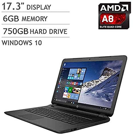 HP 17z-p100 17.3-inch Laptop - AMD Quad Core A8 Processor, 6GB Memory, 750GB Hard Drive, Webcam, HDMI, DVD Drive, USB 3.0, Windows 10