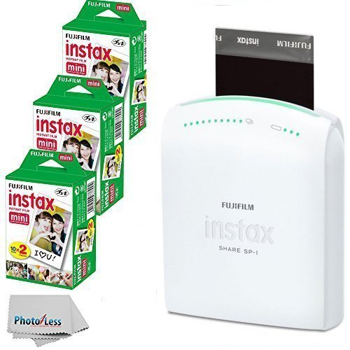 Fujifilm Instax Share Smartphone Portable Printer SP-1 With Fujifilm Instax Mini Instant Film, 60 Sheets, International Version (No Warranty)