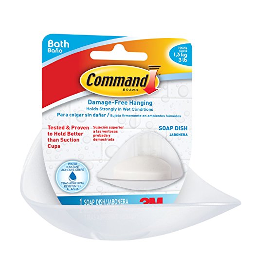 Command Soap Dish, Clear Frosted, 1-Dish, 2-Water-Resistant Strips (BATH14-ES)