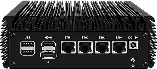 HUNSN Micro Firewall Appliance, Mini PC, OPNsense, VPN, Router PC, Intel N5105, RJ03, AES-NI, 4 x Intel 2.5GbE I226-V LAN, Type-C, TF, M.2 WiFi 6 Slot, 4G RAM, 32G SSD