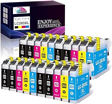 Jalada Compatible Ink Cartridge Replacement for Brother LC203XL LC203 XL to use with MFC-J480DW MFC-J880DW MFC-J4420DW MFC-J680DW MFC-J885DW (8 Black, 4 Cyan, 4 Magenta, 4 Yellow, 20 Pack)
