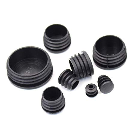 80 Pieces Mixed Sizes Black Round Plastic Plugs, Glide Insert End Caps for Chair Table Stool Leg, Tube Pipe Hole Plug Assortment