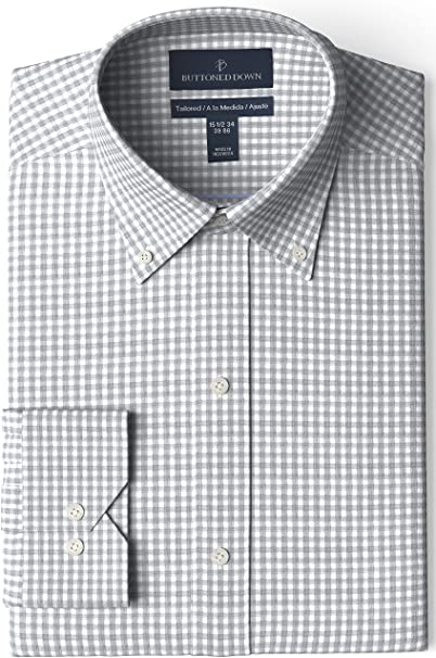 Buttoned Down Men's Tailored Fit Button Collar Pattern Dress Shirt