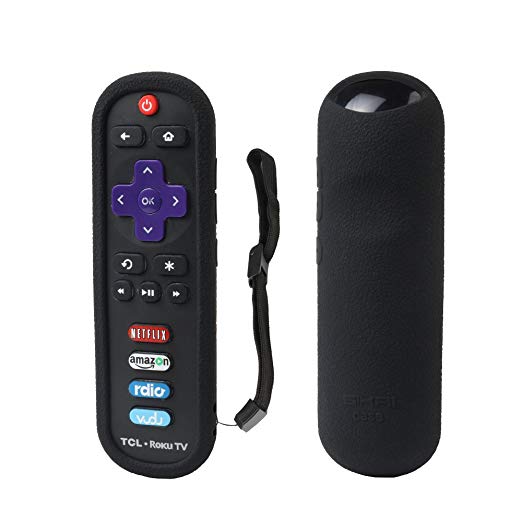 TCL Roku RC280 Remote Case SIKAI Silicone Shockproof Protective Cover for Roku 3600R / TCL Roku RC280 TV Remote [RoHS Tested Material] Skin-Friendly Anti-Lost with Remote Loop (Black)