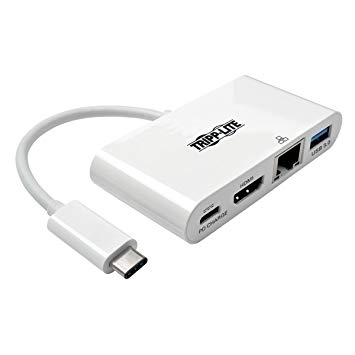 Tripp Lite USB C to HDMI Multiport Video Adapter Converter 1080p w/  USB-A Hub, USB-C PD Charging, Gigabit Ethernet Port (Gbe), Thunderbolt 3 Compatible, USB Type C, USB Type-C (U444-06N-HGU-C)