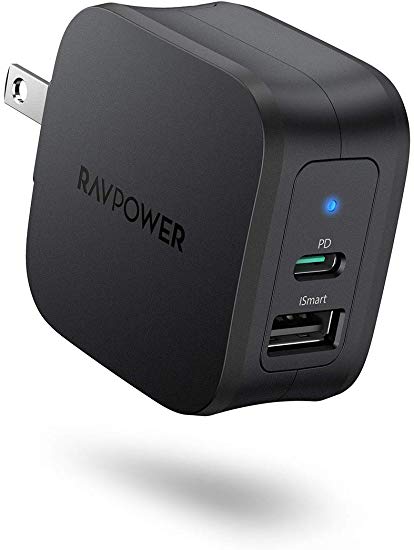 USB C Charger, RAVPower 30W USB C Power Adapter PD Wall Charger Dual Port USB Charging Adapter, Compatible for iPhone 11/11 Pro / 11 Pro Max, Galaxy S9 S8, iPad Pro 2018 and More