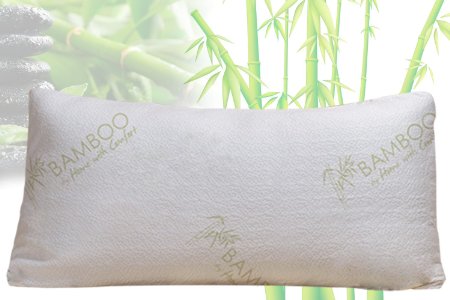 Bamboo By Home With Comfort - Firm Bamboo Pillow With Shredded Memory Foam and Stay Cool Cover (Queen)