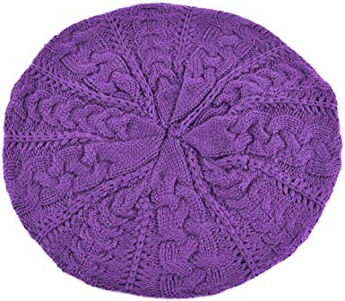 BG Soft Lightweight Crochet Beret for Women Solid Color Beret Hat - One Size Slouchy Beanie