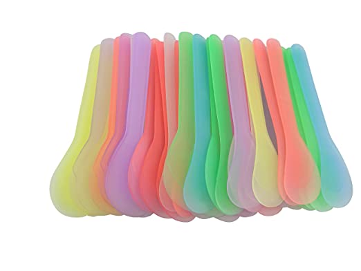 HNXAZG 120 Pcs Cosmetic Spatula Makeup Face Plastic Spoon for Facial Skin Care Spoon Spatulas, 5 Inch Multicolor