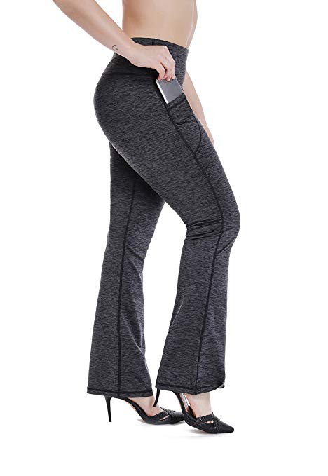 YOHOYOHA Plus Size Dress Yoga Pants High Waisted Stretch Bootcut Flared Leg Pants for Workout Work XL 2X 3X 4X
