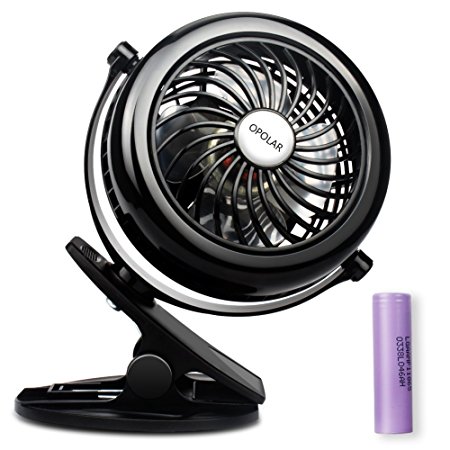 OPOLAR Battery Operated Clip-on Fan, Rechargeable Personal Fan with 3 Settings, 360 Degree Rotation Stroller Fan for a Vehicle, Baby, Car Seat, Gym, Travel, Treadmill