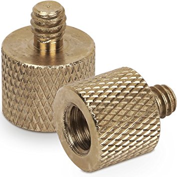 Standard 3/8"-16 Female to 1/4"-20 Male Tripod Thread Reducer Screw Adapter (Brass) Precision Made (2 Pack)
