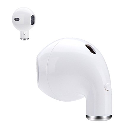 Bluetooth Earbud ANGGO Mini Single Ear Earphone Wireless Invisible Headphone with 4 Hour Playtime Car Headset with Mic for iPhone and Android Smart Phones (Left Ear / White)