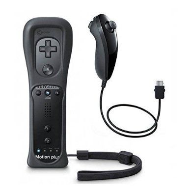 Yorking 2 in 1 Nunchuck Controller with Built-in Motion Plus Remote and Silicon Case for Wii, Black
