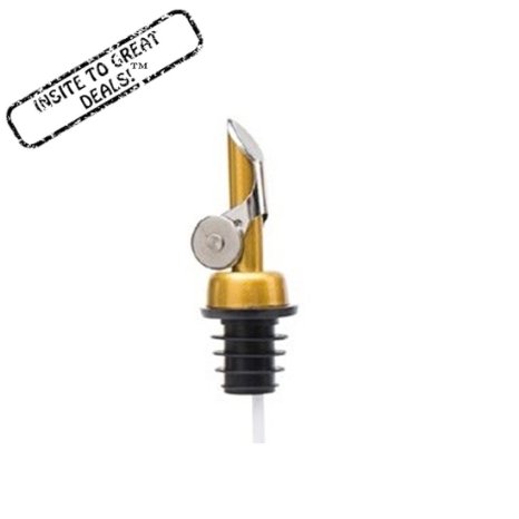 1 Weighted Gold Colored Stainless Steel Flip Top Lid Olive Oil Liquor Wine Free Flow Bottle Pourer Dispenser Spouts