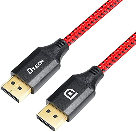 DTECH 3m DisplayPort to DisplayPort Cable 1.4 8K@60Hz 4K@144 Hz 2K@240Hz HDR HDCP UHD High Speed DP Male to Male Cord Nylon Braided Thin Video Wire for Laptop Computer Gaming Monitor (9.8 Feet, Red)