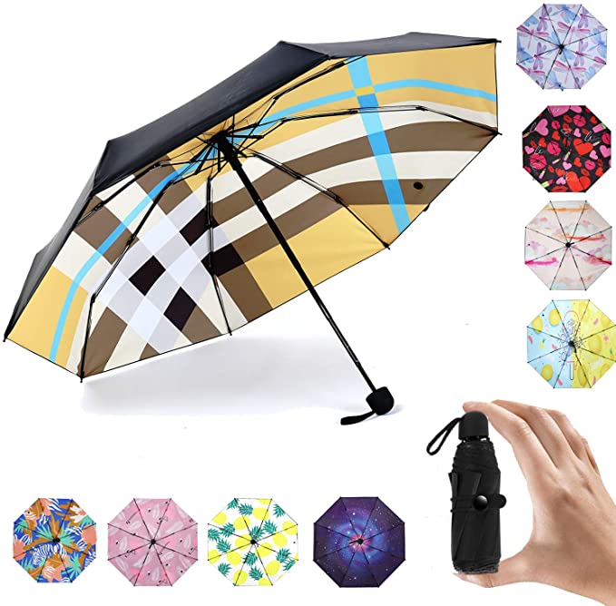 MRTLLOA Mini Portable Sun & Rain Umbrella, -8.4OZ Weight and 7.4inch Length Compact Umbrella, Fitting for Your Purse and Kids Backpack, in Elegant Gift Case