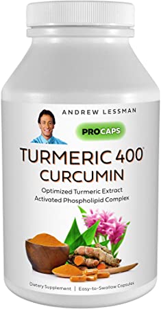 Andrew Lessman Turmeric 400-60 Capsules – 95% Curcuminoids as Phospholipid Complex for Optimum Benefits and Greater Absorption, High Potency Standardized Extract, Small Easy to Swallow Capsules