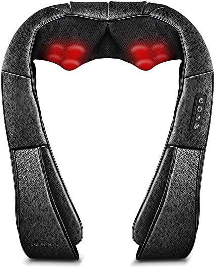 JOMARTO Massager Shoulder Back Neck Massager with Heat Function 3D Rotation Massage and 3 Speeds Electric Shiatsu Massager for Home Office Car