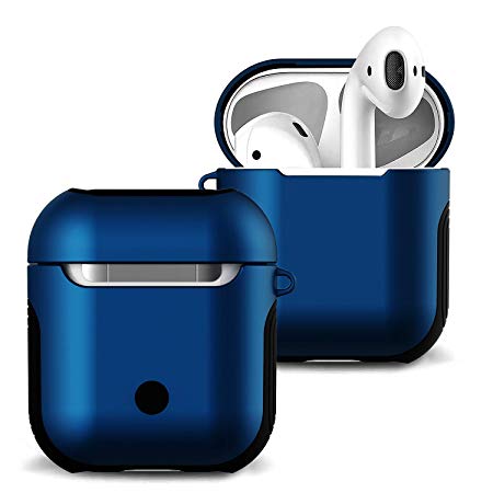 Airpods Case Cover and Skin - Romozi Airpod Skins with Lanyard, is Soft TPU and Hard Cover Dual Layer Design Ultra Hybrid Air Pods Case,Anti-Fall Shockproof for Apple Airpods Accessories (Royal Blue)