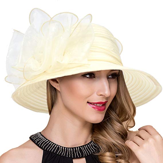 Lady Church Derby Dress Cloche Hat Fascinator Floral Tea Part Bucket Hat S051