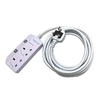 5M Long Switched Extension Lead 2 Gang Portable Outdoor Power Strips White Gray