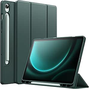 JETech Case for Samsung Galaxy Tab S9 FE 10.9-Inch with S Pen Holder, Soft TPU Tri-Fold Stand Protective Tablet Cover, Support S Pen Charging, Auto Wake/Sleep (Midnight Green)