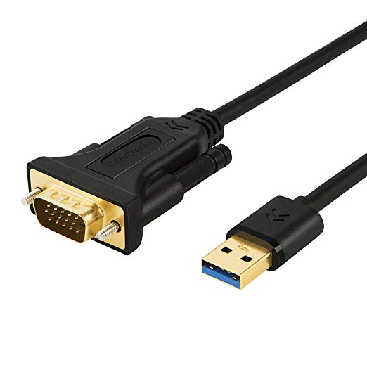 USB 3.0 to VGA Male Cable (FL2000 Chipset), CableCreation 6 ft USB to VGA Adapter Cord 1080P @ 60Hz, External Video Card Compatible Windows XP/Vista/10/8/7, Mac, Mac OS X, Black