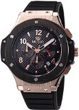 Voeons Mens Chronograph 24 Hr Indicator Military Sports Watches 3ATM Waterproof Gold Stainless Steel Mens Watches