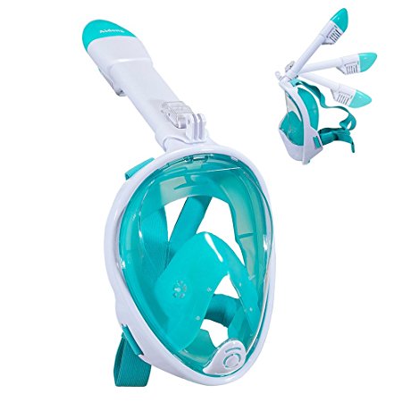 Aidong 180° Full Face Snorkel Mask with Panoramic View Anti-Fog Design,Foldable Storage,See More With Larger Viewing Area Than Traditional Masks
