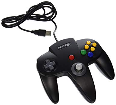 RetroLink N64 Style USB Controller for PC and Mac-Black, PC/Mac/Linux