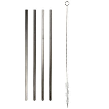 Home-X Stainless Steel Drinking Straws. 8-Inch (Set of 4)