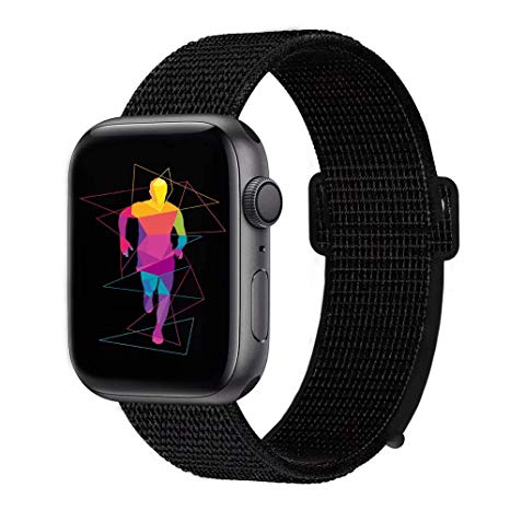 INTENY Sport Band Compatible with Apple Watch 38mm 40mm 42mm 44mm, Soft Lightweight Breathable Nylon Sport Loop, Strap Replacement for iWatch Series 4, Series 3, Series 2, Series 1