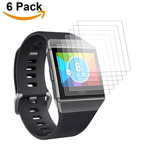 QIBOX 6 Pack Fitbit Ionic Screen Protector, Full Coverage Multi-layer Screen Protector Firm for Fitbit Ionic, Bubble-Free HD Screen Protector for Fitbit Ionic Smart Fitness Watch Tracker