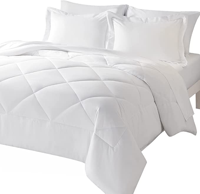 CozyLux Full Comforter Set with Sheets 7 Pieces Bed in a Bag White All Season Bedding Sets with Comforter, Pillow Shams, Flat Sheet, Fitted Sheet and Pillowcases