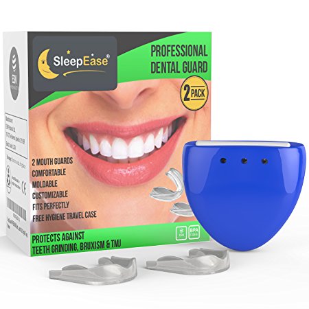 SleepEase® PREMIUM Dental Night Guards! STOP TEETH GRINDING NOW! - 2 Customisable Single Tray Grind Guards - Anti Teeth Grinding Mouth Guards Scientifically Designed To Prevent Teeth Grinding, Bruxism & TMJ / TMD - Buy 2 Get FREE Delivery!